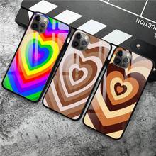 Brown Hearts Phone Cases Tempered Glass For iPhone 12 Pro Max Mini 11 Pro XR XS MAX 8 X 7 6S 6 Plus SE 2020 case 2024 - buy cheap