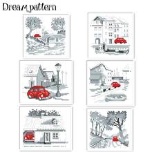 Red car in the country cross stitch package cartoon animal 18ct 14ct 11ct cloth cotton thread embroidery DIY handmade needlework 2024 - buy cheap