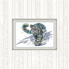 Kits de punto de cruz de leopardo de nieve, costura hecha a mano, juegos de punto de cruz bordado DMC 14ct 11ct, lienzo estampado de patrón contado 2024 - compra barato