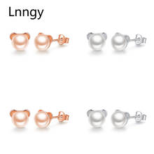 Lnngy 925 Sterling Silver Cute Bear Earrings Nature Freshwater Pearl Earrings Elegant Pearl Stud Earrings Fashion Lady jewelry 2024 - buy cheap