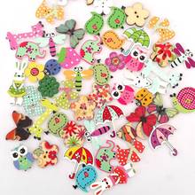 50pcs Mixed Animal Shaped Wooden Buttons 2 Holes Beatiful Shaped Sewing Craft Scrapbooking Buttons Sewing Accessories Tools 2024 - buy cheap