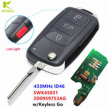 KEYECU Replacement Keyless Go Flip Remote Key Fob 433MHz ID46 for Volkswagen Touareg Phaeton 2005-2009 5WK45031/3D0 959 753AG 2024 - buy cheap