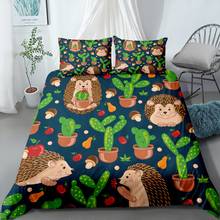 Juego de cama con estampado 3D de erizo/Cactus, funda nórdica con dibujos de animales, decoración textil para el hogar, 2/3 piezas 2024 - compra barato