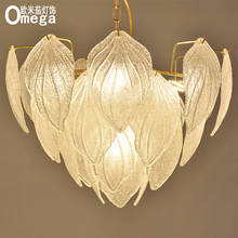 Postmodern light luxury glass leaf chandelier living room bedroom study porch restaurant creative chandelier showroom lighting 2024 - buy cheap