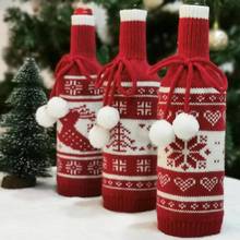Рождественская винная бутылка с декором на Санта Клаус снеговик для бутылки для украшения одежды для к Рождеству и Новому году кухонные столовые 2024 - купить недорого