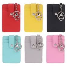 ID Card Holder Portable Bus Cards Cover Case Office Work Card Holder Keychain Keyring Tool 3 Slots Card Wallet Id Bag 2024 - buy cheap
