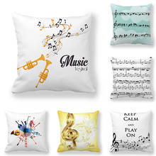 Musical Note Polyester Cushion Cover Guitar Butterflies Decorative Pillowcase Home Music Decor for Living Room Sofa Couch 45x45 2024 - buy cheap