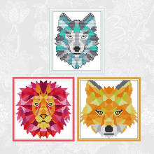 Abstract animal Patterns Fox Cross Stitch Factory Sets Lion Aida Cloth 14ct 11ct Embroidery kit Wolf DIY Handmade Needlework 2024 - buy cheap