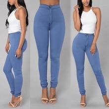 Calça jeans feminina de esticar, calça casual de cintura alta da moda para verão e primavera, 2021 2024 - compre barato