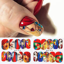 1pcs Nail Stickers Abstract Line Image Water Sliders Colorful Face Nail Art Transfer Decal Manicure Wrap Decoration JISTZ906-921 2024 - buy cheap