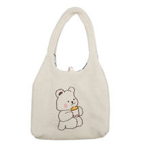Новая зимняя сумка через плечо в стиле преппи с милым медведем, вместительная Повседневная сумка для покупок, Женская Роскошная сумка 2024 - купить недорого