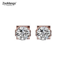 ZooMango Classic White Cubic Zirconia Crystal Stud Earrings For Women Titanium Steel Wedding Earrings Jewelry Oorbellen ZE18001 2024 - buy cheap