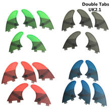 Aletas de fibra de vidrio de doble pestaña UK2.1, juego de tres aletas de tabla de surf en 4 colores, verde/azul/rojo/gris, logo de upsurf, Envío Gratis 2024 - compra barato