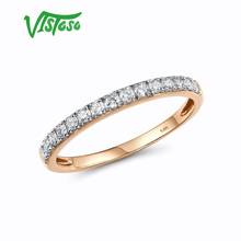 VISTOSO-anillos de oro rosa 585 de 14 quilates para mujer, sortija de compromiso con diamantes brillantes, joyería fina de aniversario 2024 - compra barato