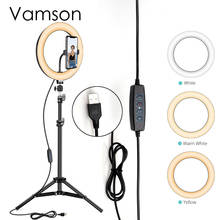 Vamson 10" Selfie Ring Light with Adjustable Tripod Stand, 3 Modes 10 Brightness Levels LED Ring Light Steaming VLS11B 2024 - buy cheap