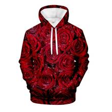 Wamni 2019 moletom com capuz floral, blusão estilo hip hop com rosas 3d casual romântico com capuz 2024 - compre barato