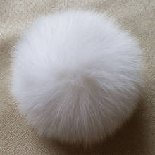 DIY Pure White Natural Fox Fur Fluffy Pompon Hats Real Fox Raccoon Fur Big Ball Pom Pom for Caps Hats Skullies Pompoms 12-14cm 2024 - buy cheap
