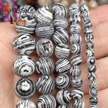 4/6/8/10/12mm Black Stipe Stone Beads Round Loose Stone Beads For Jewelry Making Diy Handmade Bracelet Accessories 15'' 2024 - buy cheap