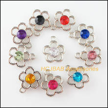 30Pcs Dull Silver Plated Mixed Crystal Flower Star Charms Pendants 15x17mm 2024 - buy cheap