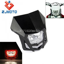 Farol preto para motocicletas, 12v, honda, yamaha, klx, xr, crf, drz, rmz, rm, tw, xt, wr, lâmpada off-road 2024 - compre barato