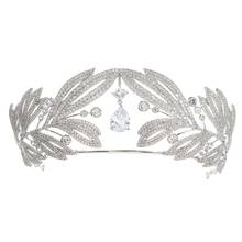 Cubic Zirconia Wedding Bridal Leaves Princess Tiara Crown Diadem Women Hair Jewelry Accessories CH10333 2024 - buy cheap