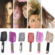 1PC Women Hairbrush Wild Boar Bristles Fluffy Shape Non-slip Large Curved Massage Comb Wet Curly Detangle Hair Brush For Salon 2024 - buy cheap