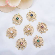 (659)2PCS 18x15MM 24K  Gold Color Plated Brass with Zircon Hollow  flower Round Charms Pendants High Quality  Jewelry Accessorie 2024 - buy cheap