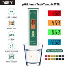 Medidor de PH y Medidor de pH Digital de agua con pantalla Lcd, medidor de tornasol, 2,00-16,00 pH, para agua, comida, acuario, piscina 2024 - compra barato