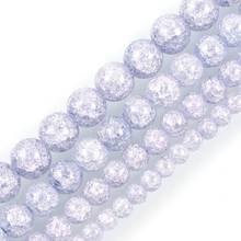 Cuentas espaciadoras sueltas para fabricación de joyas, abalorios redondos de cristal agrietado, color púrpura claro de 15 pulgadas, para fabricación de pulseras y cuello de 6-12mm 2024 - compra barato