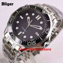 Bliger 41mm Miyota 8215 Automatic watch men Sapphire glass waterproof black dial date bright ceramic bezel SS bracelet  B294 2024 - buy cheap