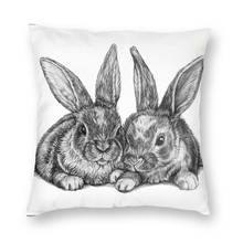 Bunnies Drawing Cushion Cover 40x40 Home Decor Print Rabbit Pattern Throw Pillow for Living Room Double-sided 2024 - buy cheap