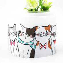 Cinta de grogrén con estampado de gato de 75mm, 10/25/50 yardas, para envolver regalos, costura, decoración de boda 2024 - compra barato