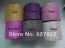 4.5" x 10 yard 24 Row Pink/Black/Gold/Silver/Rose Red/Purple Wedding Favor Decoration Diamond Mesh Ribbon Roll Crystal Wrap 2024 - buy cheap