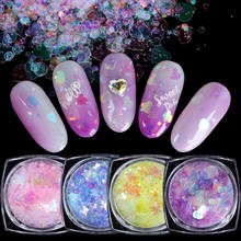 Голографический цветной лак для ногтей, 1 коробка, хлопья для ногтей, Русалка, сердце, Бабочка, 3D блестящие пайетки, сделай сам, маникюрный дизайн ногтей, Spangle NL1613 2024 - купить недорого