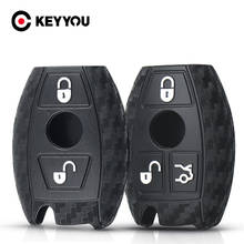 KEYYOU-llaveros de silicona de carbono para Mercedes Benz, Carcasa protectora para mando A distancia, CLS, CLA, GL, R, SLK, AMG, A, B, C, S 2024 - compra barato