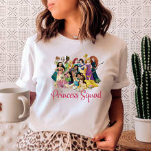 Princess Squad Shirt Cute Princess T-shirt Beauty and Beast Belle Jasmine Graphic Tee Kawaii Aesthetic Tee Girls Vacation Tops 2024 - buy cheap