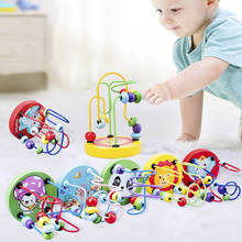 Montessori Brinquedos De Madeira Dos Desenhos Animados do bebê Círculos Fio Talão Labirinto Roller Coaster Quebra-cabeças De Madeira Educacional Brinquedo Para Crianças 2024 - compre barato