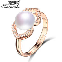 Dainashi, 925 пробы, серебряное, розовое, золотое, с бантом, циркониевое, Кристальное кольцо, 100% Настоящее, пресноводное, культивированное жемчужное кольцо, вечерние, подарок 2024 - купить недорого