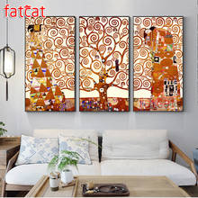 FATCAT Abstract Klimt Tree of Life Lovers Large triptych 5D Diy Diamond Painting full diamond Embroidery Sale Decoration AE2900 2024 - buy cheap