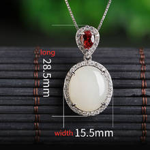 Vintage Natural Hetian Jade Pendant National Style 925 Sterling Silver Inlaid 12*14 Large Egg Face White Jade Pendant 2024 - buy cheap