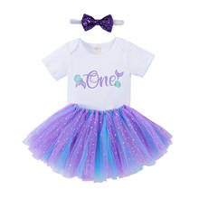 2021 3-9M Newborn Baby Girls Clothes Set Letter Print Short Sleeve O-neck Romper+Sequins Tutu Skirt+Bow-knot Headband 3pcs Set 2024 - buy cheap