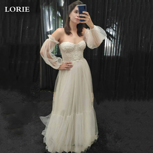 LORIE Ivory Princess Wedding Dress Sweetheart Appliqued Puff Sleeves Bride Dress A-Line Tulle Backless Boho Wedding Gown 2024 - buy cheap