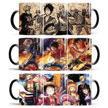 Tazas de café creativas de una pieza de 350ml, taza de té que cambia de Color, Luffy Zoro, Anime, tazas de leche de cerámica, regalos novedosos para fiesta de cumpleaños 2024 - compra barato