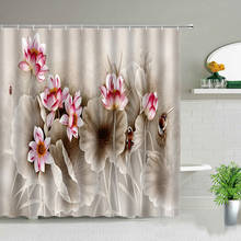 Cortinas de ducha de estilo chino, con diseño de flores, aves, plantas, mariposas, decoración de baño, cortina de baño con ganchos 2024 - compra barato