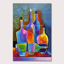 Mintura Hand Painted Oil Paintings on Canva Abstract Red Wine Bottle Wall Picture For Living Room Hotel Decor Wall Art No Framed 2024 - buy cheap