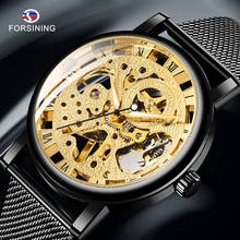 Winner Golden Watches Men Skeleton Mechanical Watch Crystal Mesh Slim Stainless Steel Band Top Brand Luxury Hand Wind Wristwatch 2024 - buy cheap