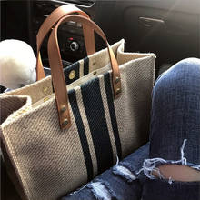 Simple Fashion Large-capacity Handbag For Ladies Vintage Striped Tote For Female Portable Ol Business Briefcase Korean Style 2024 - buy cheap