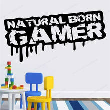 Vinilo Adhesivo de pared Natural born Gamer, calcomanía de pared para videojuegos, mural de arte extraíble para dormitorio de niños, HJ480 2024 - compra barato