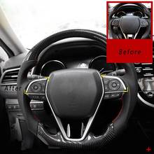 2 pçs estilo do carro de aço inoxidável interior adesivos para toyota camry xv70 2017 2018 volante guarnição capa acessórios 2024 - compre barato