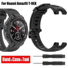 Pulseira de relógio de borracha fina durável + capa de tpu para huami amazfit t rex pulseira de silicone tpu à prova de choque capa para amazfit t-rex 2024 - compre barato